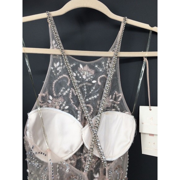 NWT Modessa Couture Light Pink Silver Beaded Ombré Illusion Gown Size 6 Prom - Picture 10 of 13